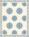 Pale Blue Snowflake Arabesque Border Rug