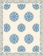 Pale Blue Snowflake Arabesque Border Rug