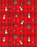 Red Snowman Snowflake Plaid Rug