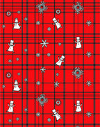 Red Snowman Snowflake Plaid Rug