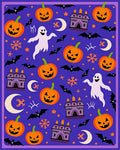 Spooky Purple Halloween Pumpkin Ghost Bats Rug