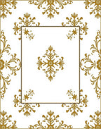 Golden Floral Frame Ornament Rug