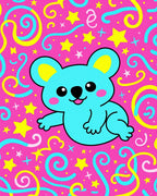 Cute Blue Koala Star Confetti Swirls Rug