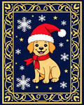 Golden Retriever Christmas Snowflake Border Rug