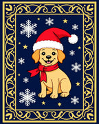 Golden Retriever Christmas Snowflake Border Rug