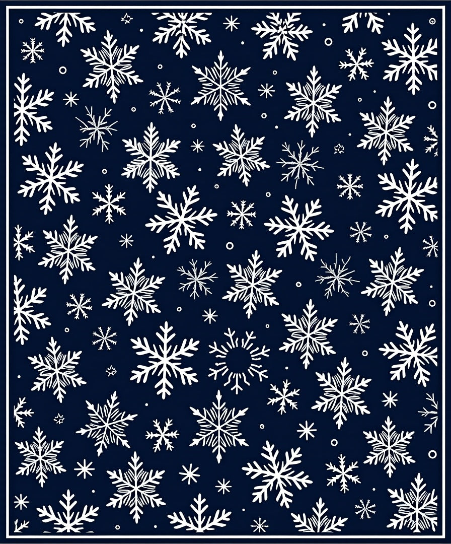 Dark Blue Snowflake Winter Wonderland Rug