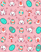 Whimsical Bunny Easter Egg Collage Rug