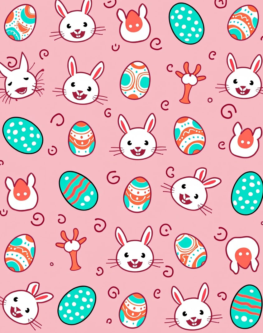 Whimsical Bunny Easter Egg Collage Rug