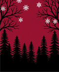 Crimson Bare Trees Snowfall Forest Rug