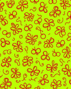 Vibrant Red Butterfly Blossoms On Lime Rug