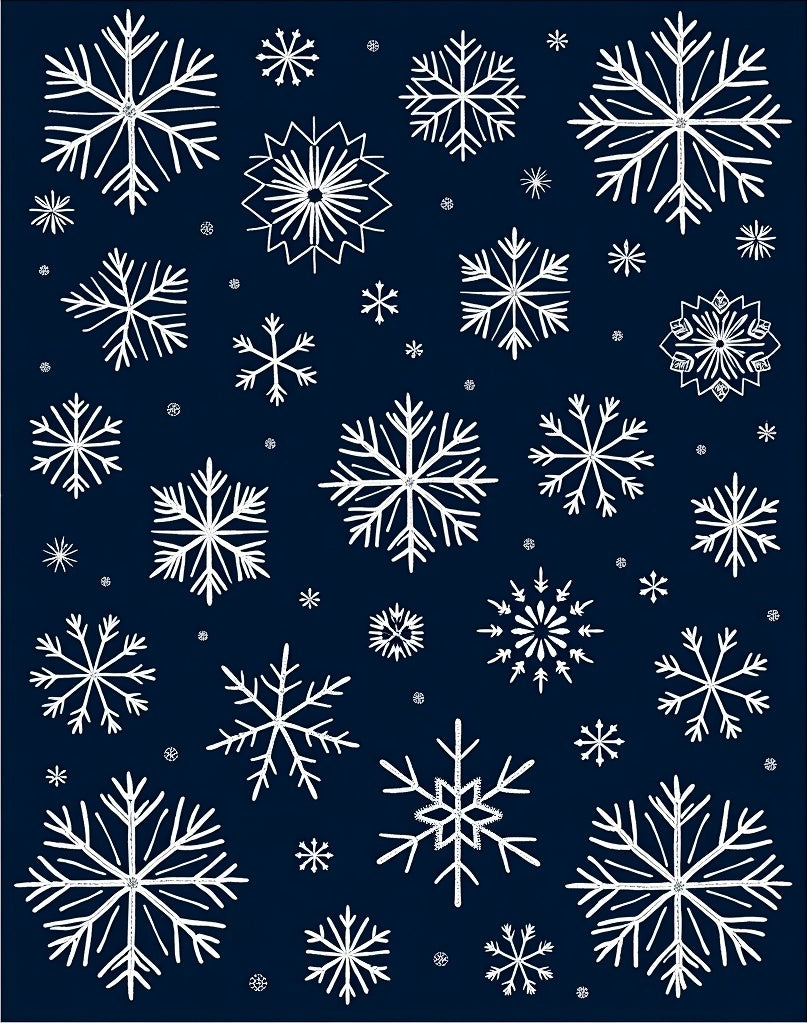 Midnight Blue White Snowflake Scatter Rug