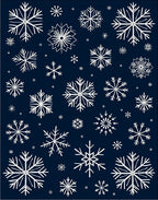 Midnight Blue White Snowflake Scatter Rug