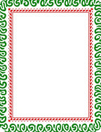 Green and Red Swirl Border Rug