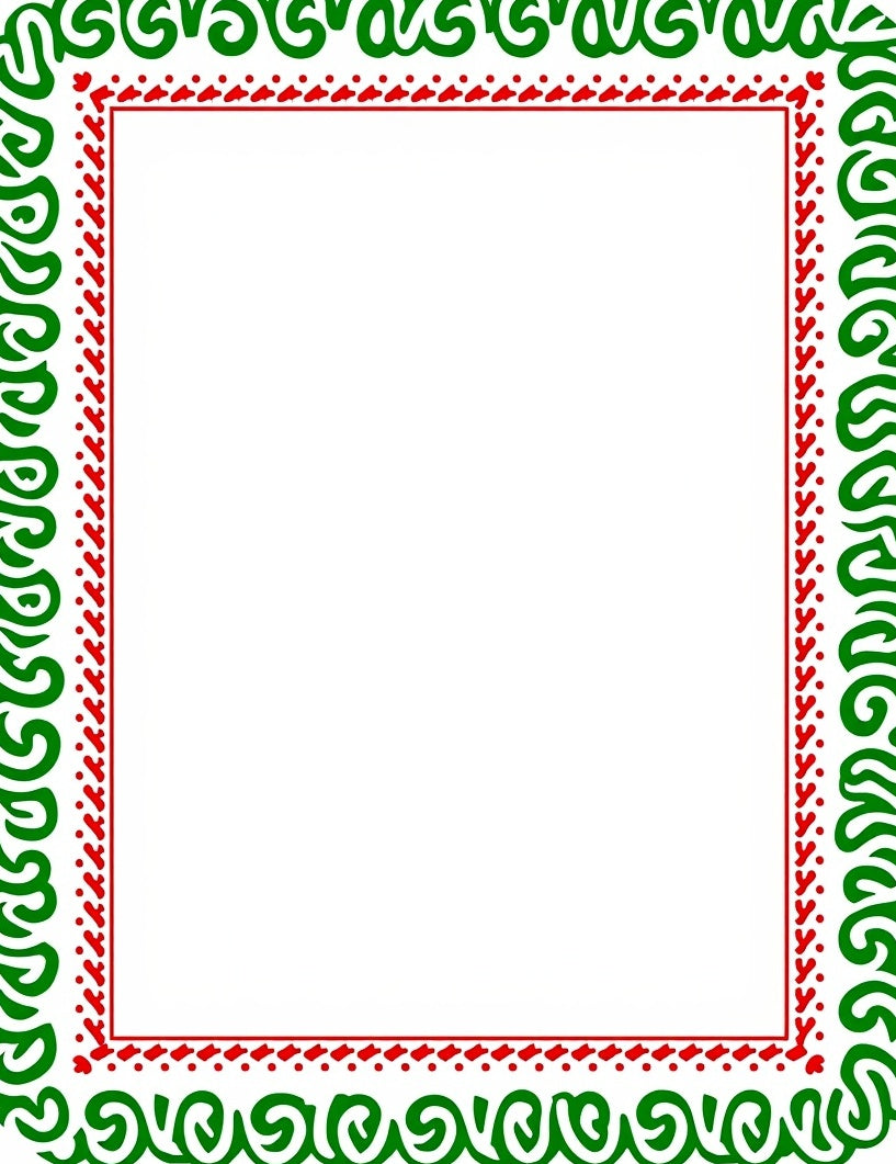 Green and Red Swirl Border Rug