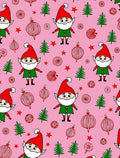 Whimsical Pink Elf Christmas Throw Rug