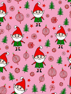 Whimsical Pink Elf Christmas Throw Rug