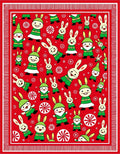 Christmas Gnomes and Bunnies Red Rug