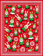 Christmas Gnomes and Bunnies Red Rug
