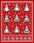 Red Holiday Gnomes Snowflake Border Rug