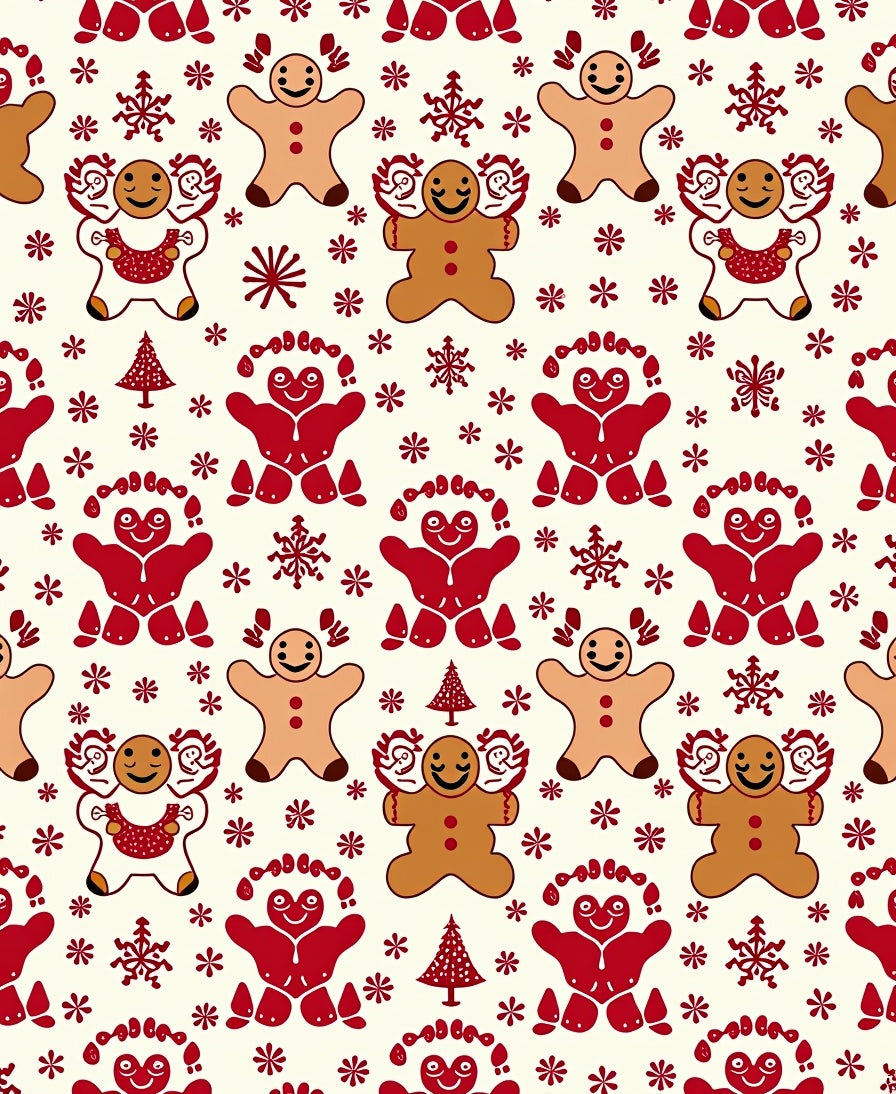 Whimsical Gingerbread Men Snowflakes Tree Rug