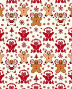 Whimsical Gingerbread Men Snowflakes Tree Rug