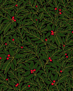 Emerald Green Holly Berry Botanical Rug