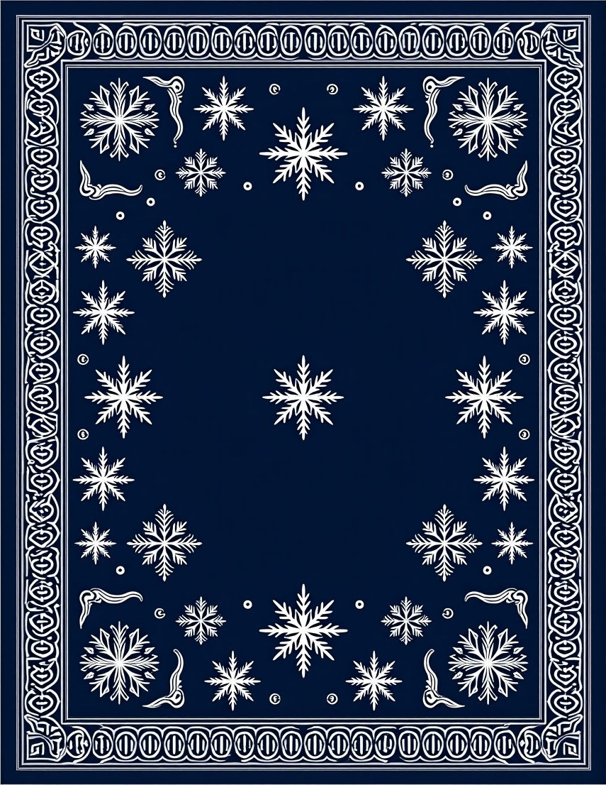 Deep Blue Snowflake Winter Wonderland Rug