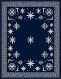Deep Blue Snowflake Winter Wonderland Rug