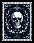Dark Night Skull and Branches Border Rug