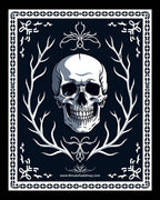 Dark Night Skull and Branches Border Rug