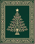 Festive Green Gold Christmas Tree Rug