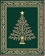 Festive Green Gold Christmas Tree Rug