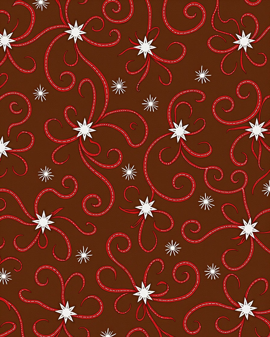 Brown Red Swirl Starburst Textile Rug