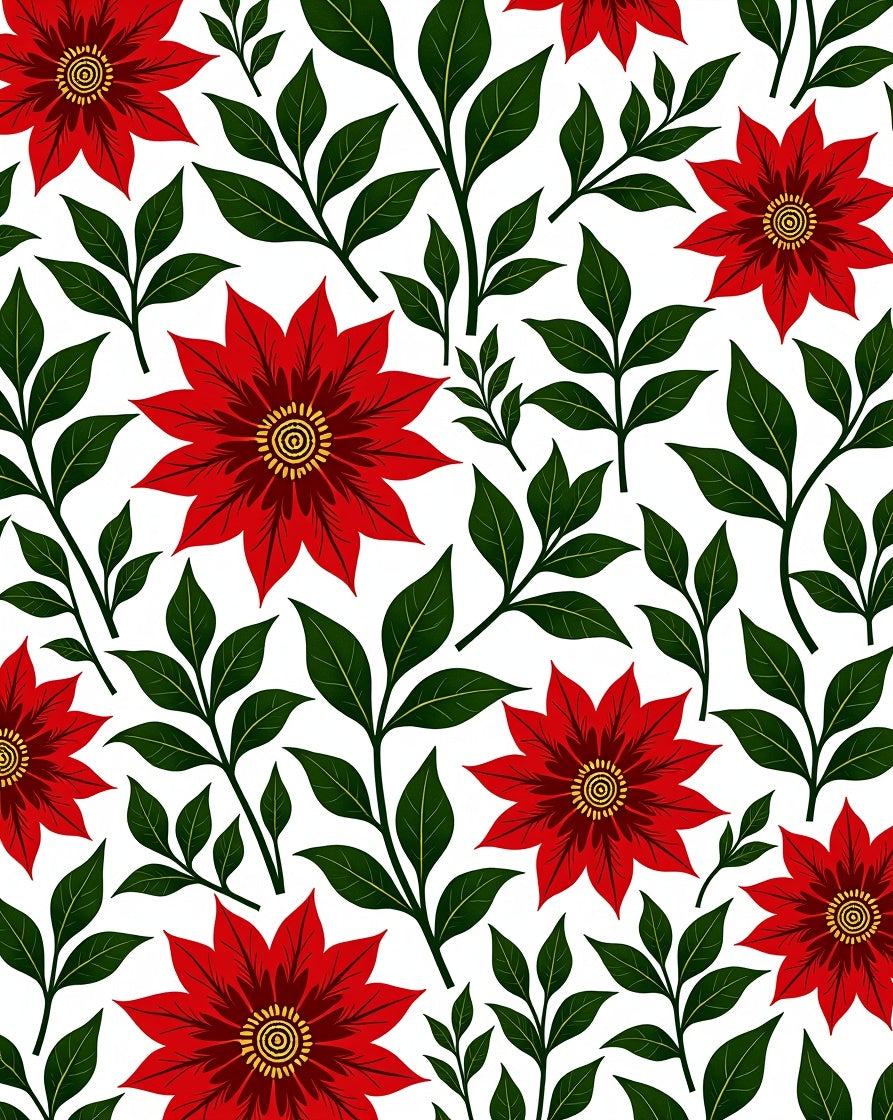 Bold Red Floral Swirls Rug
