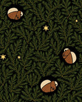 Brown Sloth Green Pine Needle Stars Rug