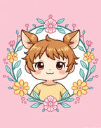 Cute Chibi Kawaii Animal Floral Frame Rug