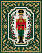 Green Nutcracker Berry Floral Frame Rug
