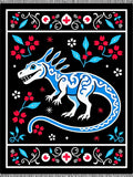 Blue White Dragon Floral Frame Rug