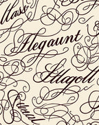 Elegant Script Cream Calligraphy Rug