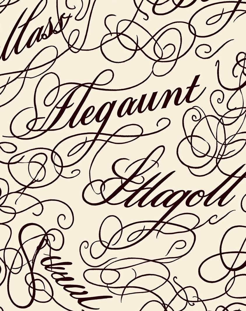Elegant Script Cream Calligraphy Rug