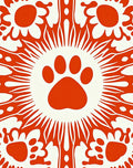 Orange Paw Print Mandala Rug