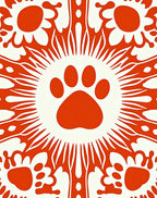Orange Paw Print Mandala Rug