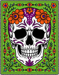 Vibrant Green Skull Floral Embrace Rug