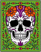 Vibrant Green Skull Floral Embrace Rug