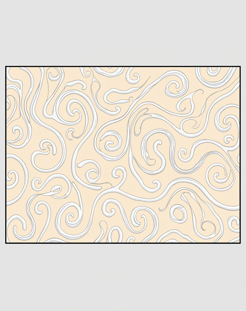 Cream Swirls Contemporary Abstract Rug