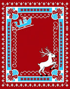 Red White Blue Sleigh Reindeer Border Rug