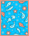 Cute Coral Dolphin Starfish Aquatic Scene Rug