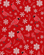 Red Cardinal Snowflake Winter Scene Rug