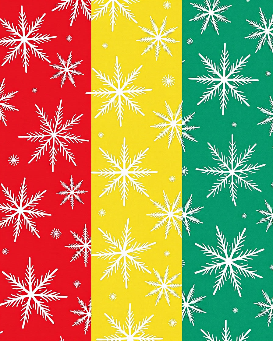 Red Yellow Green Snowflake Trio Rug