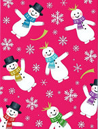 Charming Snowmen Festive Hot Pink Snowflakes Rug